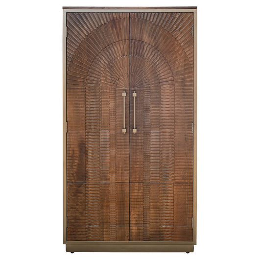 Rayan Cabinet - Tall | Dark Walnut Finish on Mango Wood with Bronze Details | 2 Door – Elegant and Functional Storage for Modern Spaces