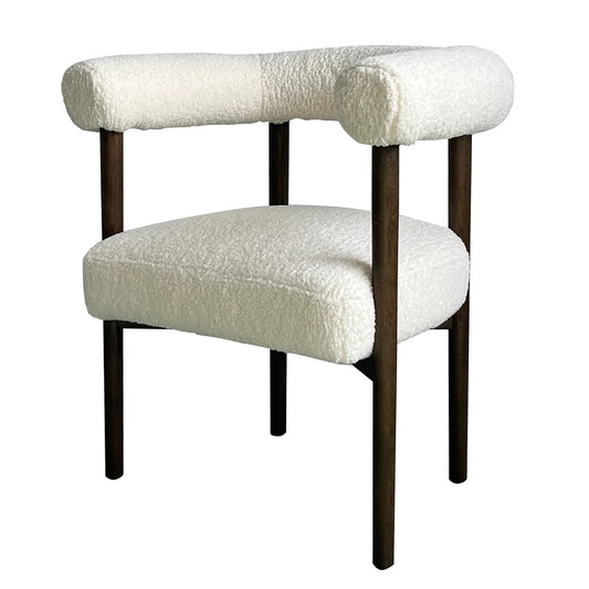 Villa Dining Chair β Cream Faux Shearling Fabric Upholstery on Walnut Finished Beech Wood Frame