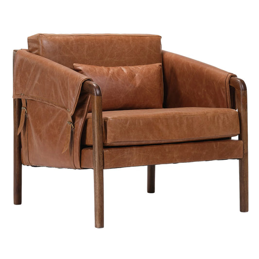 Alexi Side Chair Brown Leather on Walnut Finished Mango Wood Frame