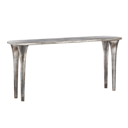 Aldis Console Table – Elegant Silver Finished Metal with Mango Wood Frame