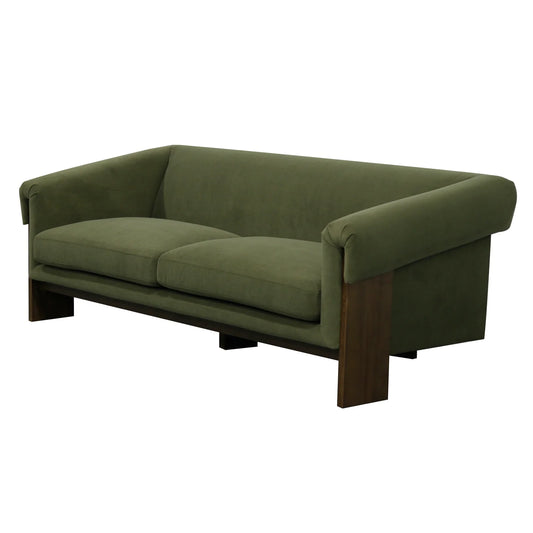 Holland Sofa Dark Moss Velvet Fabric on Walnut Finished Ash Frame