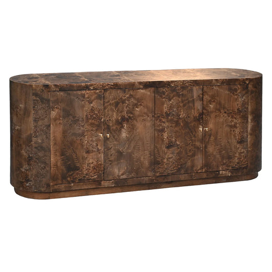 Bellamy Sideboard | Chocolate Burl Wood on Mango Wood | 4-Door – Elegant and Functional Storage for Modern Dining Rooms