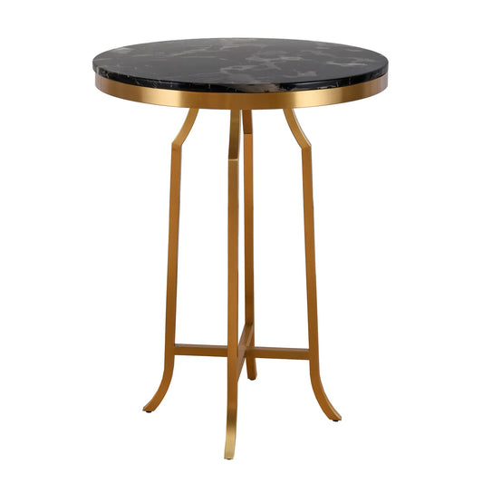 Fillmore Bar Table - Black Brushed Gold Finish on Metal with Black Marble Top – Stylish and Sophisticated Bar Table for Modern Spaces