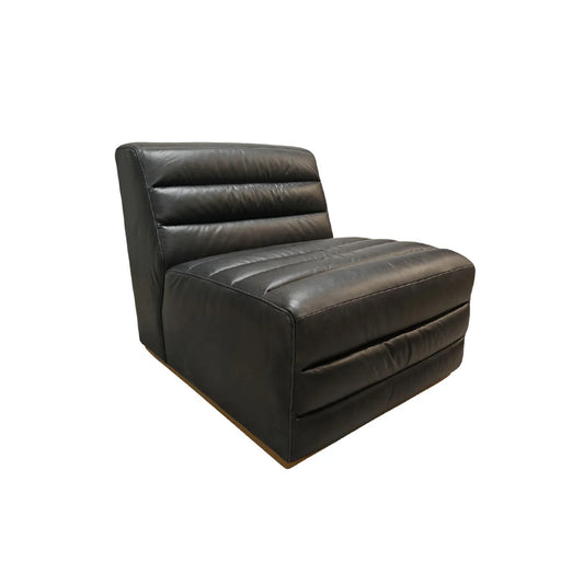 Bianca Side Chair Black Anthracite Top Grain Italian Leather with Platinum Finished Metal Base – Elegant and Modern Seating for Contemporary Interiors