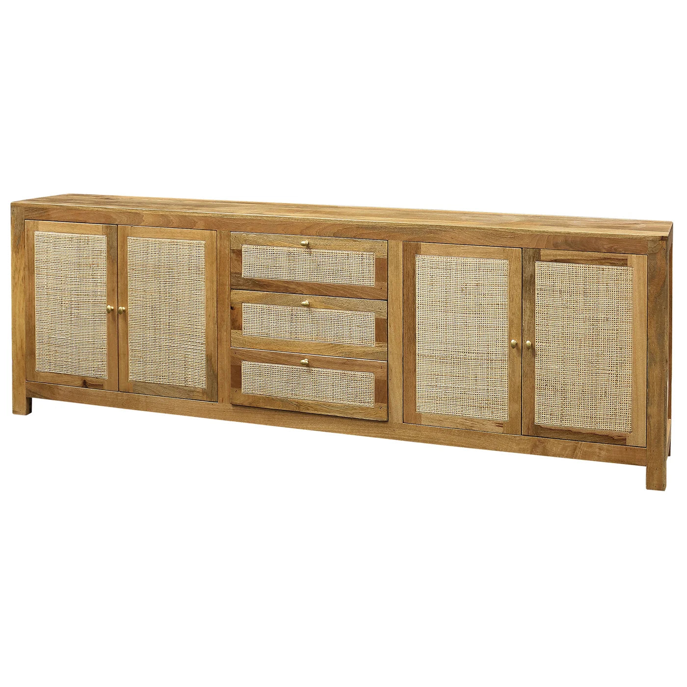 Colby Sideboard - Natural Finish Mango Wood with Cane Doors and Drawers