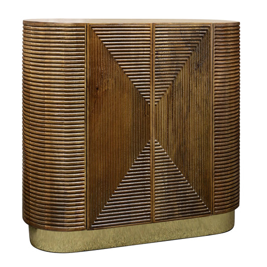 Wilson 2‑Door Cabinet - Walnut Finish on Mango Wood with Brass Base
