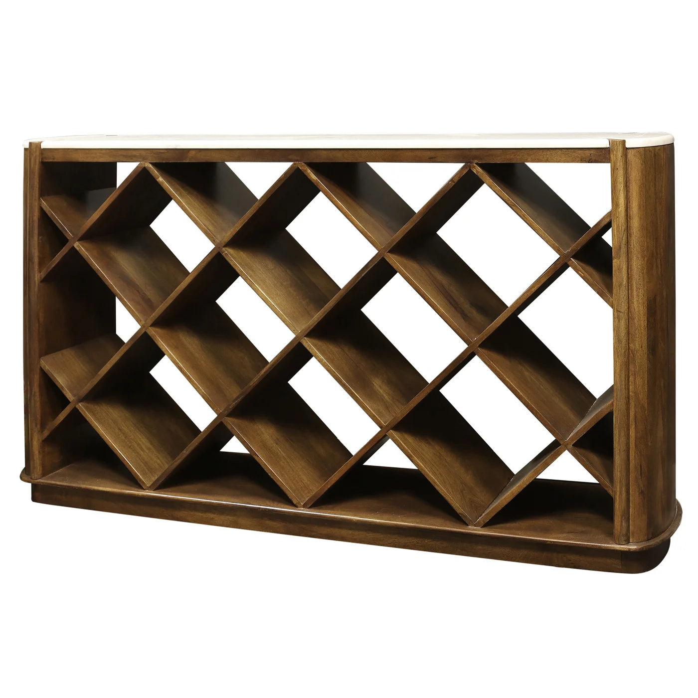 Noland Book Case - Walnut Finish on Mango Wood with White Marble Top