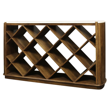 Noland Book Case - Walnut Finish on Mango Wood with White Marble Top