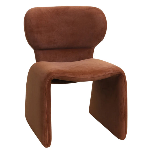 Lyra Dining Chair Chestnut Faux Mohair Sculpted Hardwood Frame