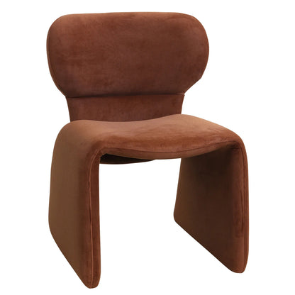 Lyra Dining Chair Chestnut Faux Mohair Sculpted Hardwood Frame