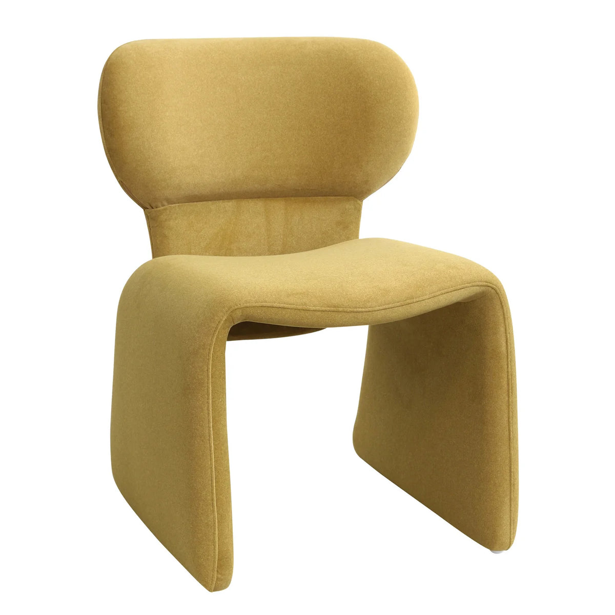 Lyra Dining Chair Maize Faux Mohair Sculpted Hardwood Frame