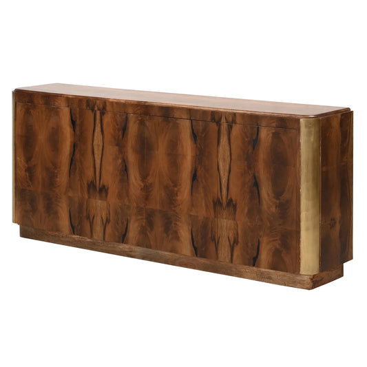 Nebula Sideboard Walnut Veneer Mango Wood Brass Detail 4 Door