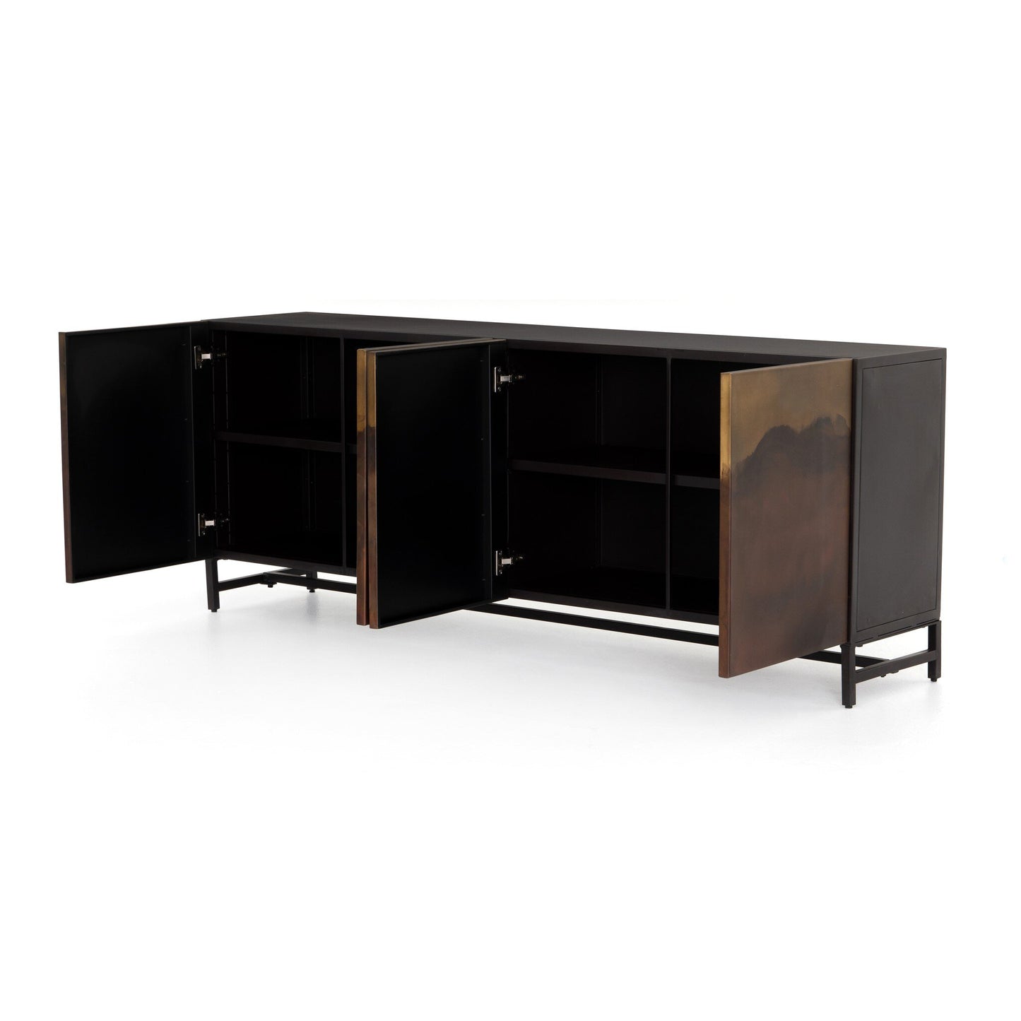 Stormy Aged Brown Iron 6‑Door Sideboard