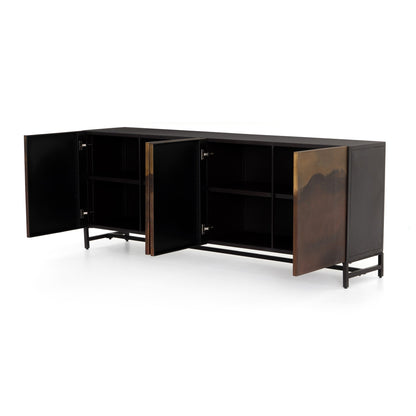 Stormy Aged Brown Iron 6‑Door Sideboard