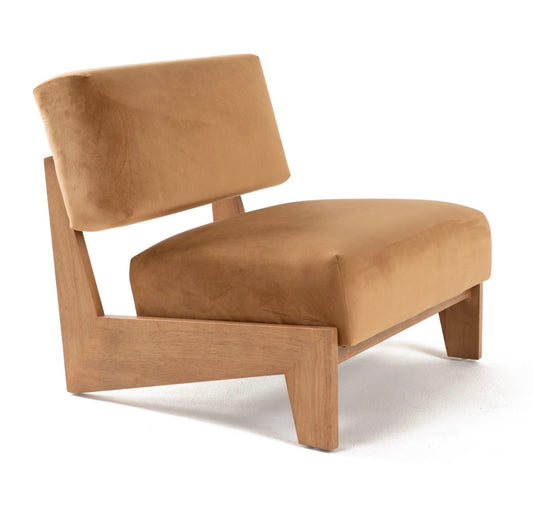 Tucker Camel Velvet Chestnut Accent Chair
