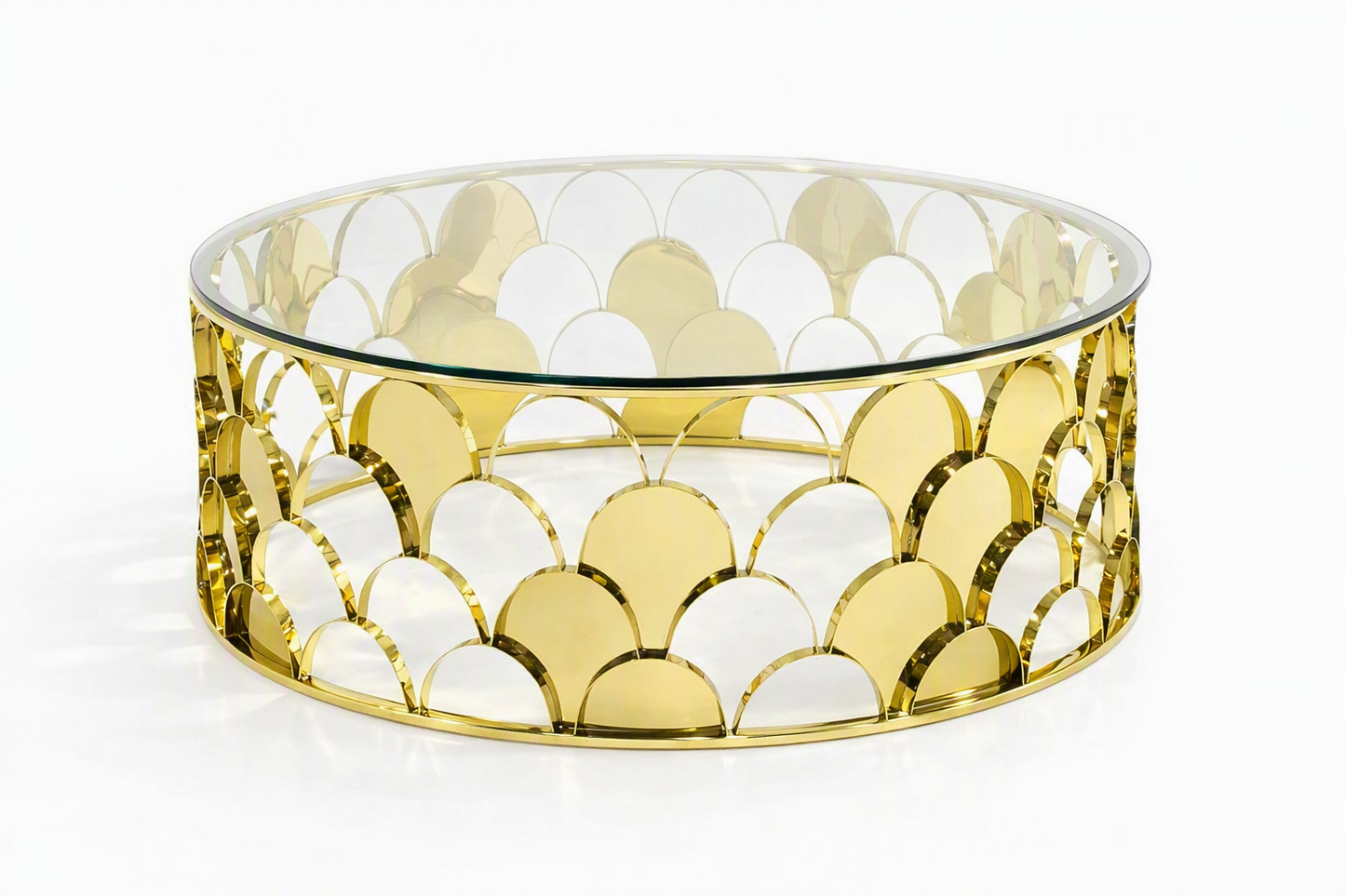 Javier Glass and Gold Round Coffee Table