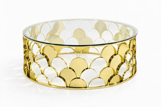 Javier Glass and Gold Round Coffee Table