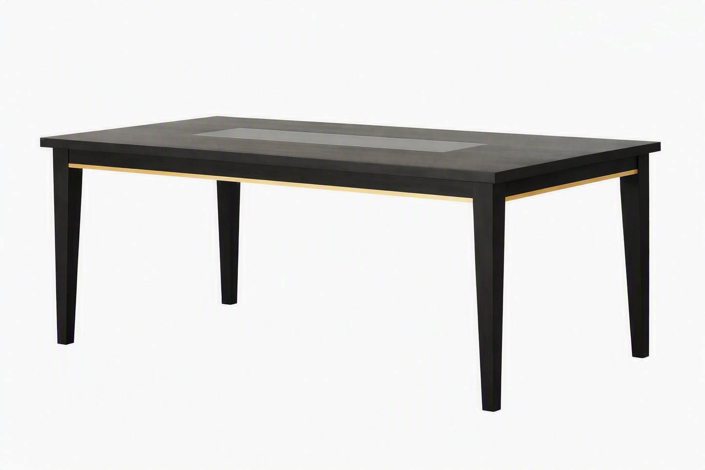 Kenyada Espresso Dining Table with Glass Top and Wood Base