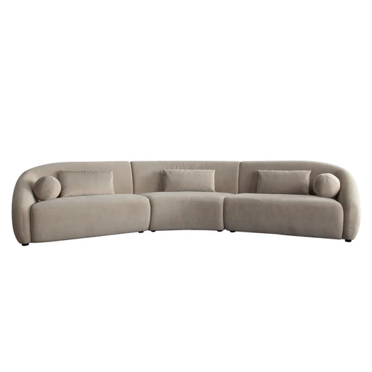 Lena 3PC Modular Sectional Sofa in Fawn Faux Alpaca Fabric – Cozy & Stylish