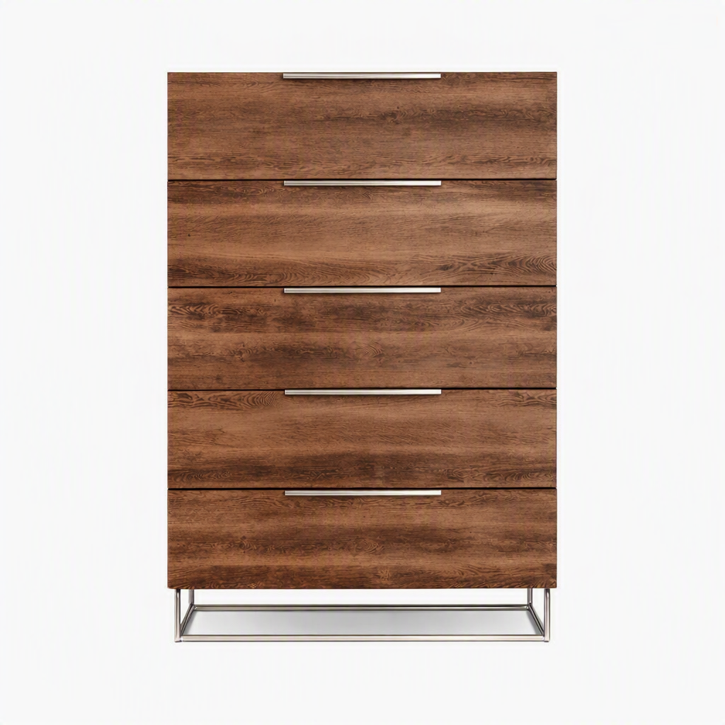 Lorenzo Italian Light Oak 5 Soft-Closing Drawers Chest