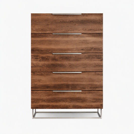 Lorenzo Italian Light Oak 5 Soft-Closing Drawers Chest