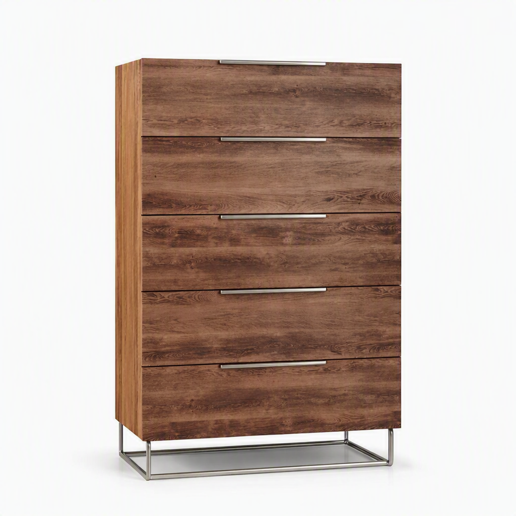 Lorenzo Italian Light Oak 5 Soft-Closing Drawers Chest
