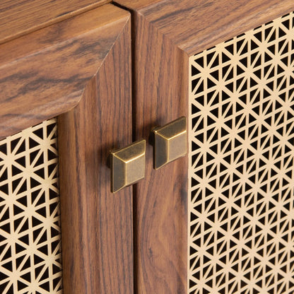 Piran 4-Door 2-Shelf Media Stand - Stylish and Functional Storage for Your Entertainment Space