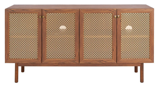 Piran 4-Door 2-Shelf Media Stand - Stylish and Functional Storage for Your Entertainment Space