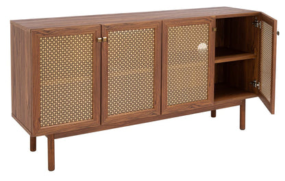 Piran 4-Door 2-Shelf Media Stand - Stylish and Functional Storage for Your Entertainment Space