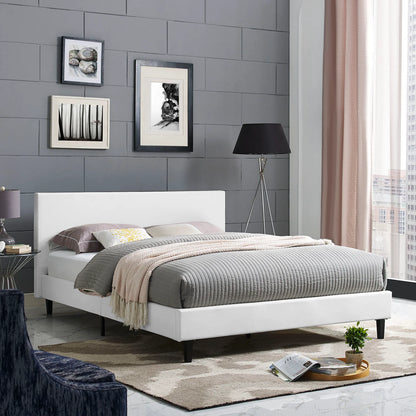 Anya Fabric Queen Bed – Contemporary Upholstered Platform Bed with Soft, Stylish Fabric Finish