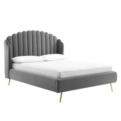 Lana Performance Velvet Queen Wingback Platform Bed – Elegant Upholstered Headboard Design