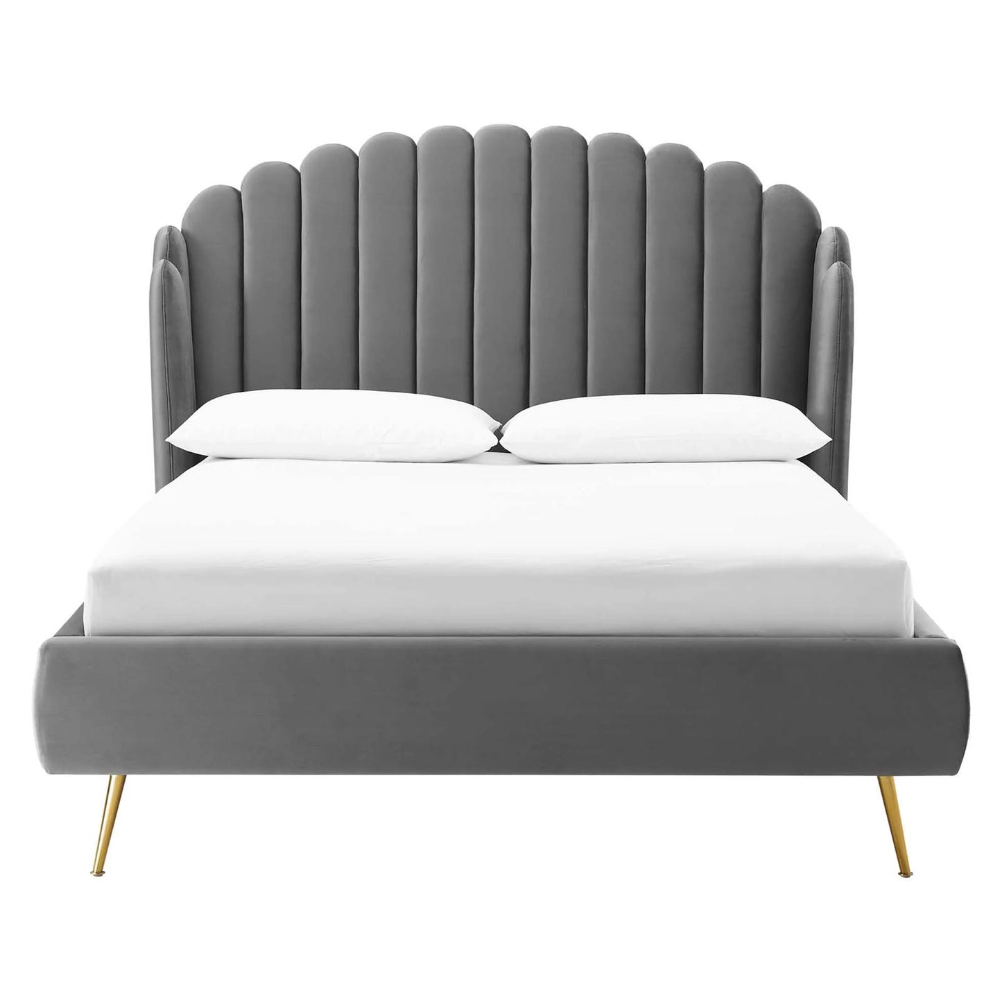 Lana Performance Velvet Queen Wingback Platform Bed – Elegant Upholstered Headboard Design