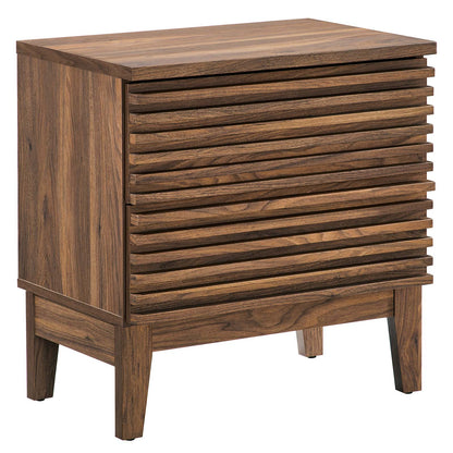 Render Walnut and Charcoal Oak Two-Drawer Nightstand for Stylish Bedroom Storage