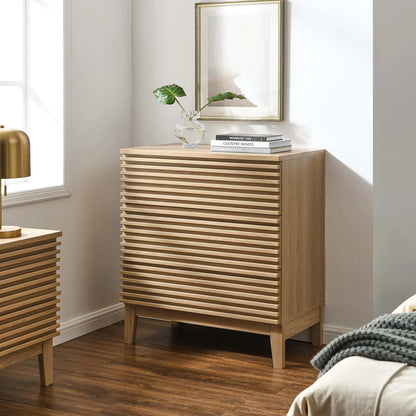 Render Mid-Century 3-Drawer Bachelor's Chest - Elegant Storage Solution for Modern Bedrooms in Oak