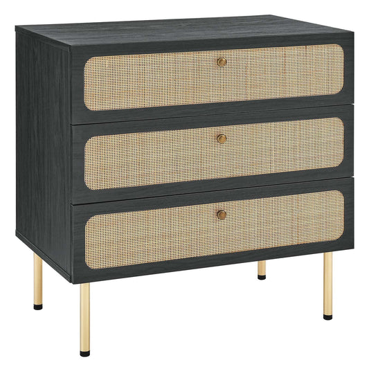 Chaucer Oak and Black 3-Drawer Chest for Stylish Storage Solutions