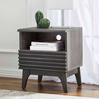 Render Charcoal Oak Walnut Nightstand