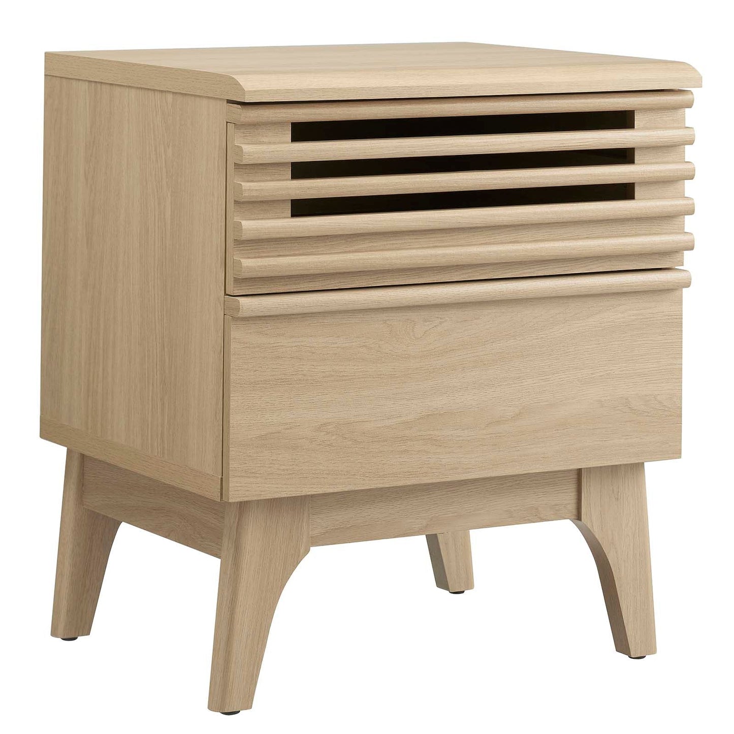 Render Nightstand - Mid-Century Modern Accent Table with Full-Extension Drawer and Open Storage Space in Charcoal