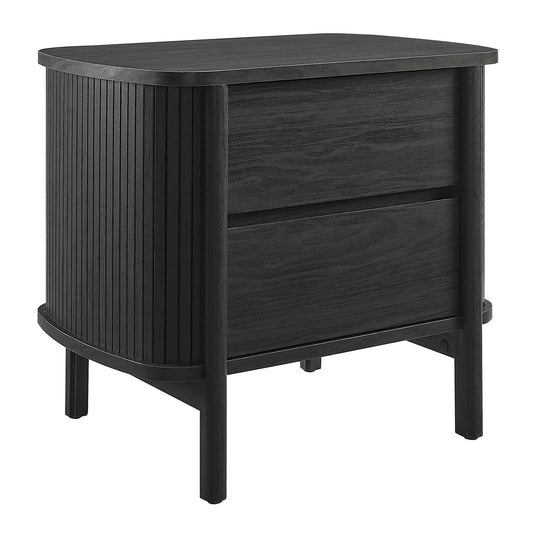 Cadence Black Oak & Walnut 2-Drawer Nightstand – Stylish Storage Solutions for Bedroom