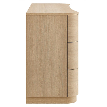 Mirae 6-Drawer Curved Dresser – Modern Wide Chest for Stylish Bedroom Storage