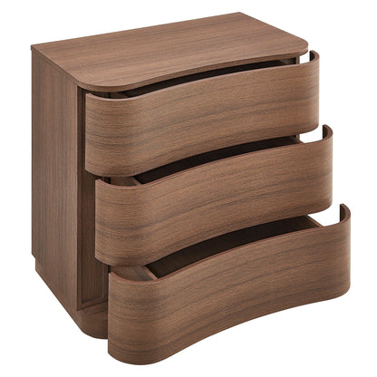 Mirae 3-Drawer Curved Compact Dresser – Modern Small-Space Bedroom Storage