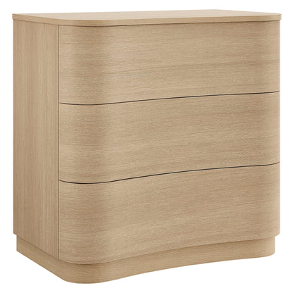 Mirae 3-Drawer Curved Compact Dresser – Modern Small-Space Bedroom Storage