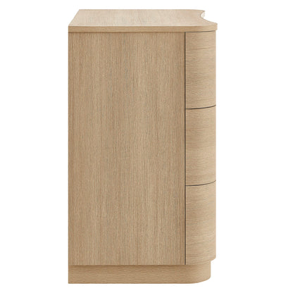 Mirae 3-Drawer Curved Compact Dresser – Modern Small-Space Bedroom Storage
