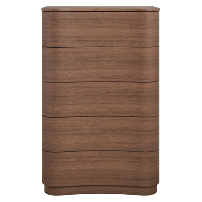 Mirae 5-Drawer Curved Dresser – Modern Chest of Drawers with Sleek Storage