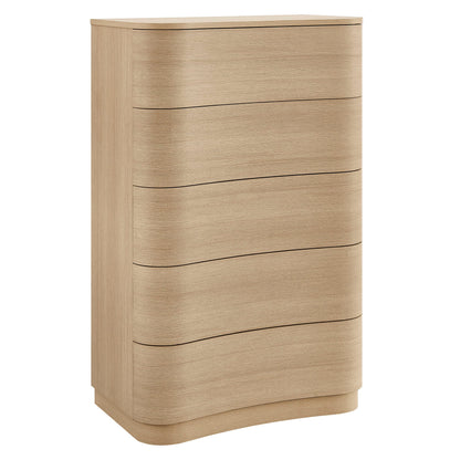Mirae 5-Drawer Curved Dresser – Modern Chest of Drawers with Sleek Storage