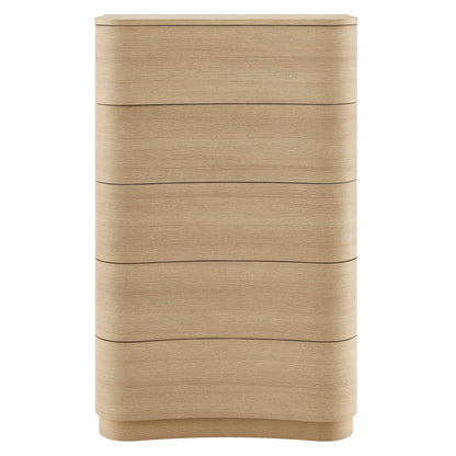 Mirae 5-Drawer Curved Dresser – Modern Chest of Drawers with Sleek Storage