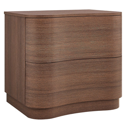 Mirae 2-Drawer Curved Nightstand – Modern Bedside Table with Sleek Storage