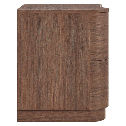 Mirae 2-Drawer Curved Nightstand – Modern Bedside Table with Sleek Storage