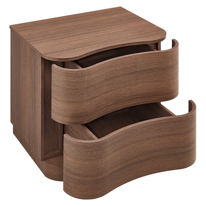 Mirae 2-Drawer Curved Nightstand – Modern Bedside Table with Sleek Storage