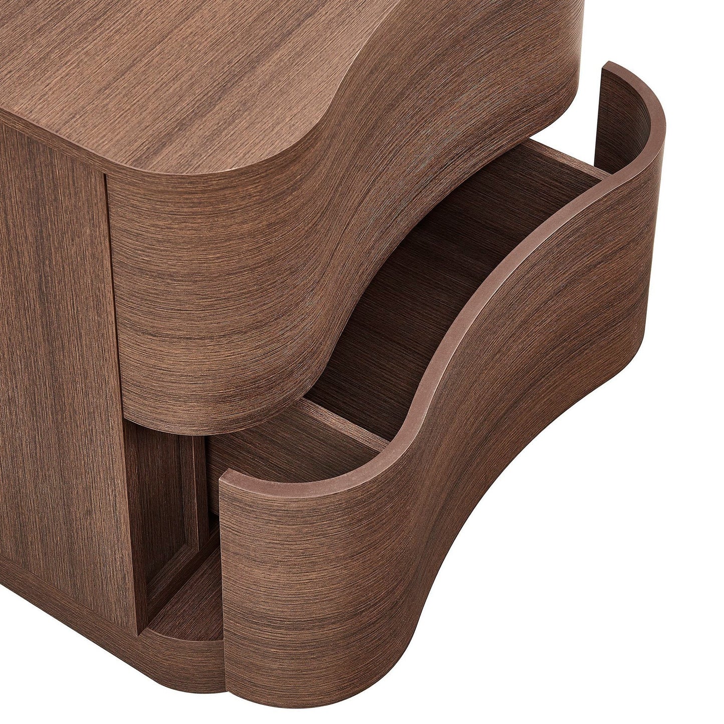 Mirae 2-Drawer Curved Nightstand – Modern Bedside Table with Sleek Storage