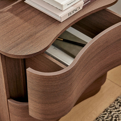 Mirae 2-Drawer Curved Nightstand – Modern Bedside Table with Sleek Storage